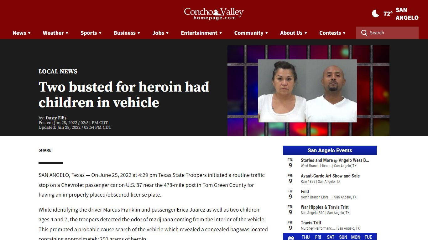 San Angelo — Two busted for heroin had children in vehicle